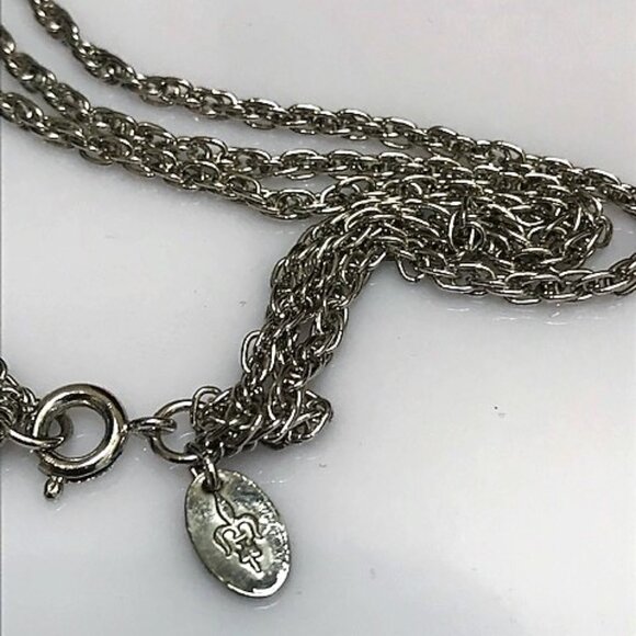 Vintage VENDOME Silver Tone Triple Strand Long Rope Chain Necklace with Brushed - Picture 4 of 10